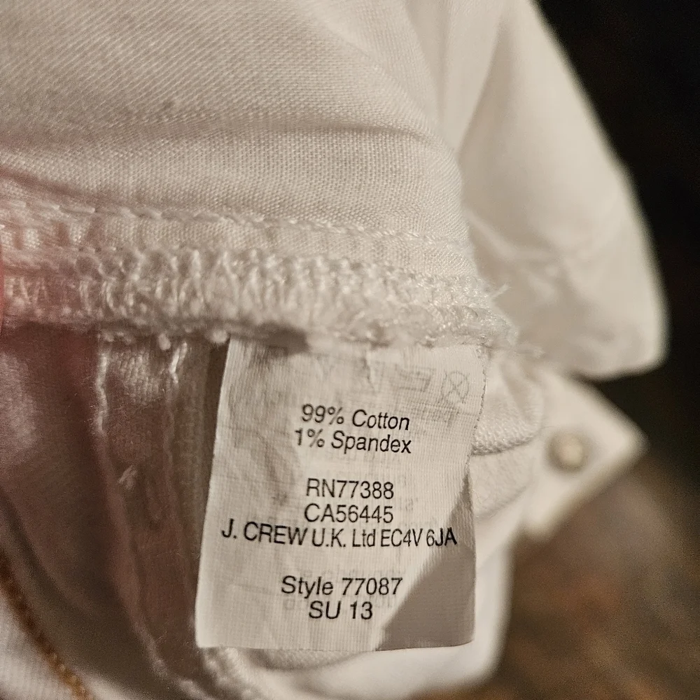 J. Crew White Toothpick Stretch Jeans Size 31